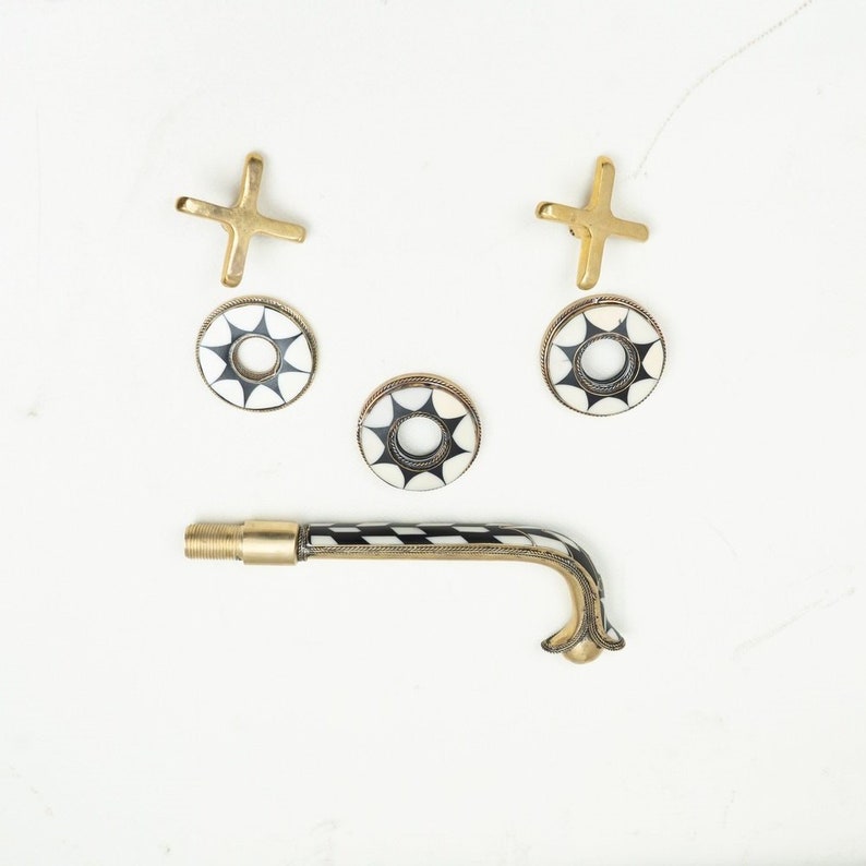Moroccan Inlay Brass Wall Mount Faucet