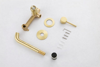 Brushed Brass Wall Mount Bathroom Faucet