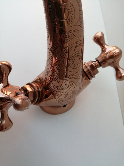 Engraved Wall-Mount Brass Faucet