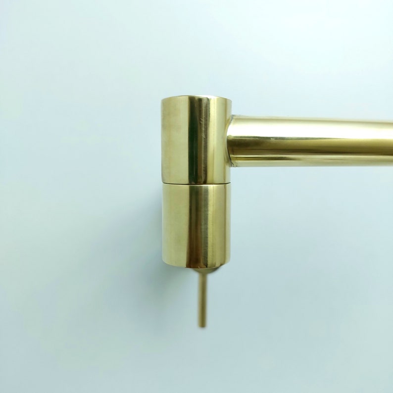 Modern Unlacquered Brass Wall Pot Filler Faucet