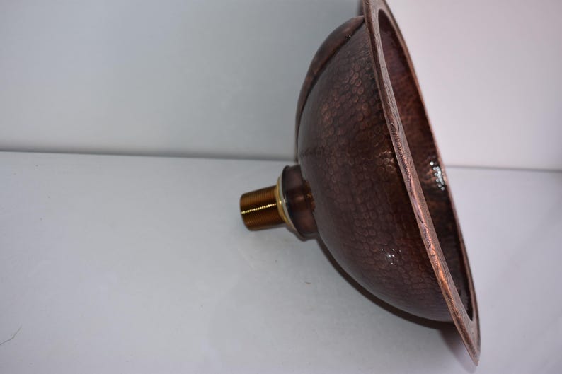 Hand-Hammered Copper Sink with Vintage Cross-Handle Faucet