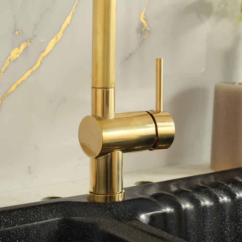 Unlacquered Brass Pull-Down Kitchen Faucet