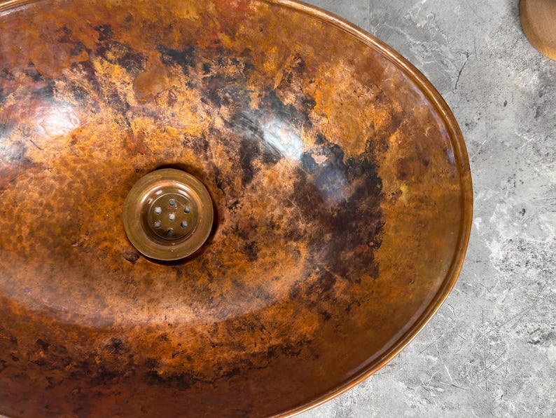 Rustic Oxidized Copper Vessel Sink