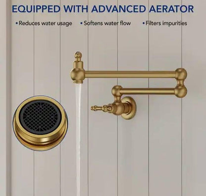 Unlacquered Brass Double Swing Pot Filler Faucet