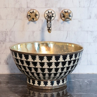 Moroccan Inlay Brass Wall Mount Faucet
