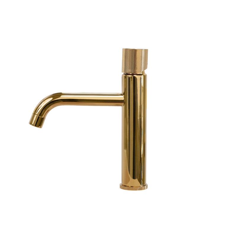 Modern Knurled Brass Single-Handle Faucet