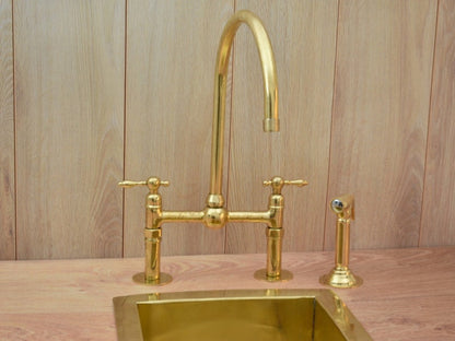 Bridge Style Solid Brass Kitchen Faucet Set
