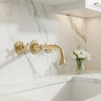 Brass Wall-Mount Bathroom Faucet