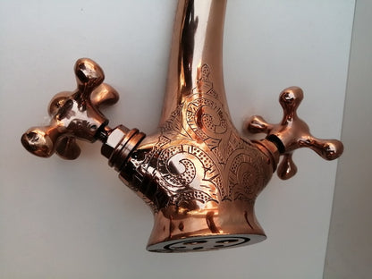 Engraved Wall-Mount Brass Faucet