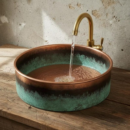 Two-Tone Patina Copper Vessel Sink