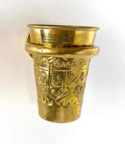 Solid Brass Wall-Mounted Toothbrush Holder – Vintage Moroccan Bathroom Cup