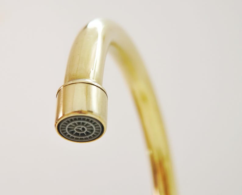 Solid Brass Gooseneck Faucet with Cross Handle & Supply Hose