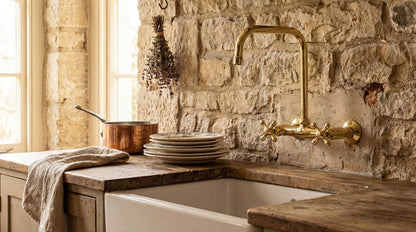 Unlacquered Brass Wall Mount Kitchen Faucet