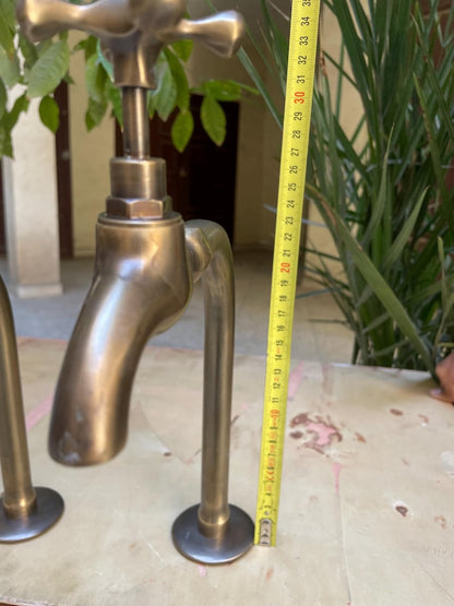 Antique Brass Cross-Handle Bathroom Faucet