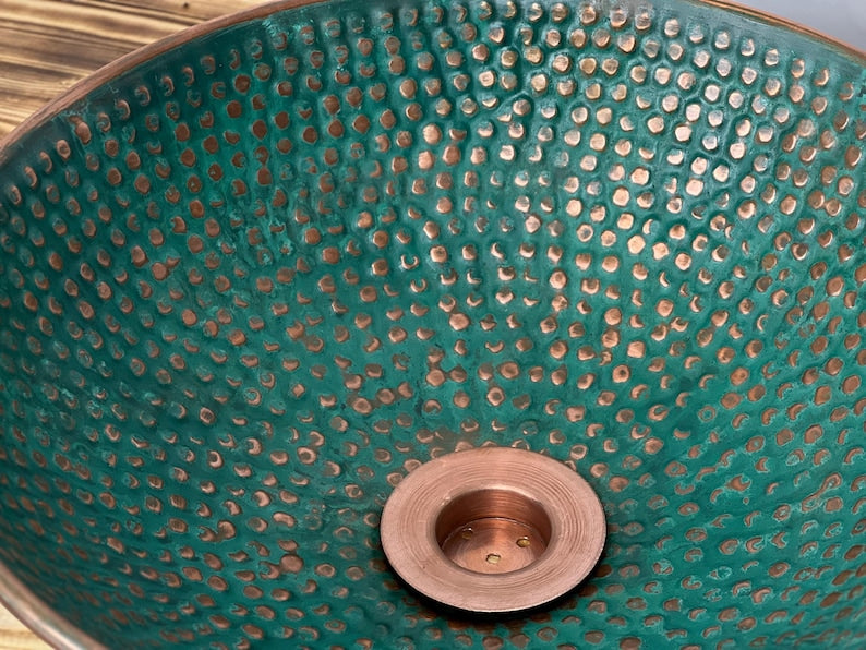 Hammered Green Patina Copper Vessel Sink