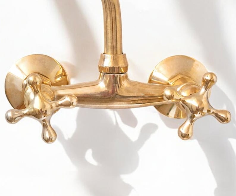 Brass Wall-Mount Bridge Faucet with Cross Handles