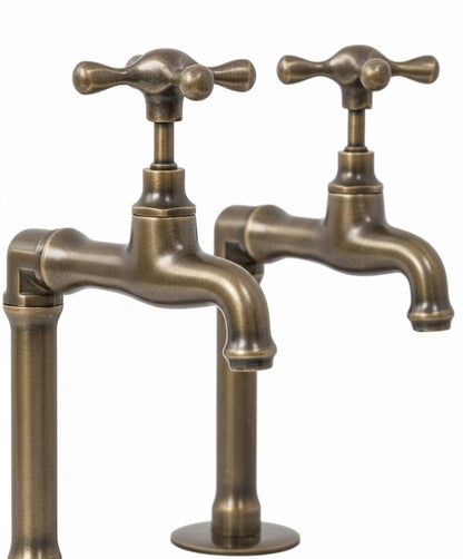Vintage Unlacquered Brass Deck Mount Faucet