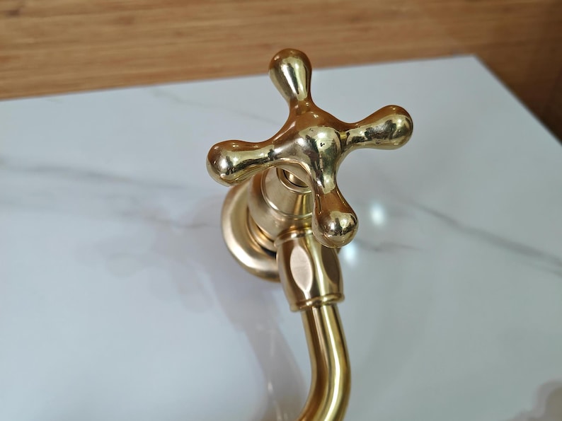 Unlacquered Brass Folding Wall Pot Filler