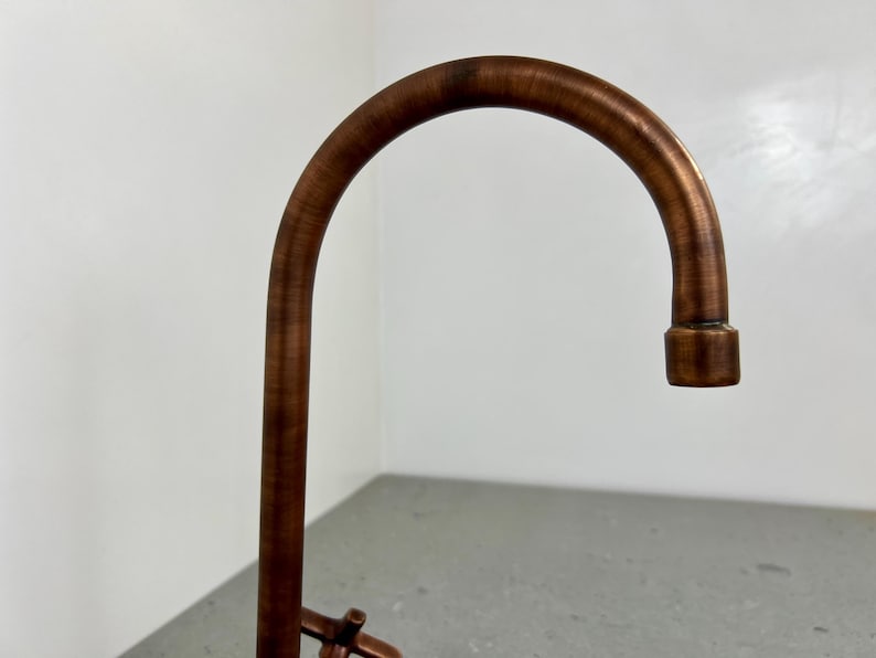 Vintage Copper Gooseneck Faucet with Cross Handles