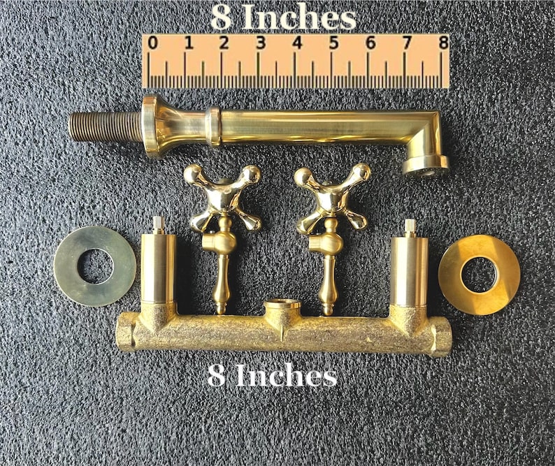 Unlacquered Brass Wall-Mount Bridge Faucet