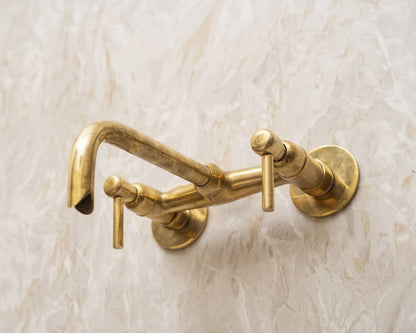 Minimalist Unlacquered Brass Wall-Mount Faucet