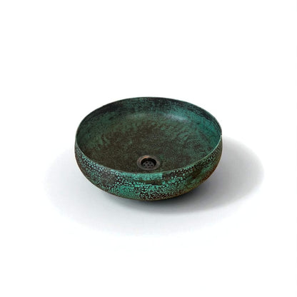 Hammered Green Patina Copper Vessel Sink