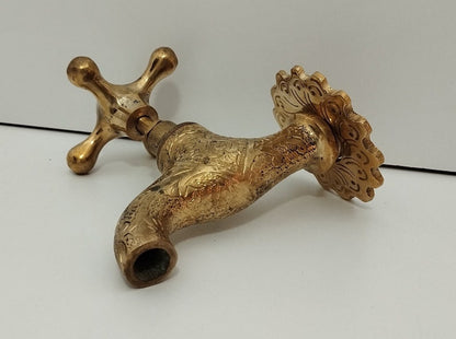 Vintage Engraved Brass Wall Tap
