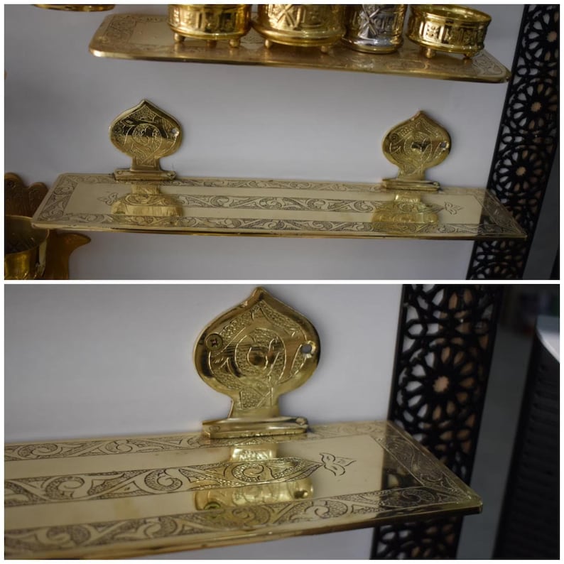 Handmade Solid Brass Soap Dish – Engraved Moroccan Wall-Mounted Bathroom Accessory