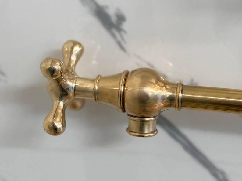 Solid Unlacquered Brass Wall Pot Filler Faucet