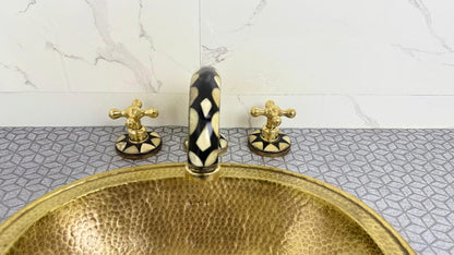 Moroccan Inlay Brass Bridge Faucet with Mosaic