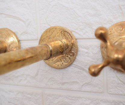 Engraved Solid Brass Wall Mount Faucet