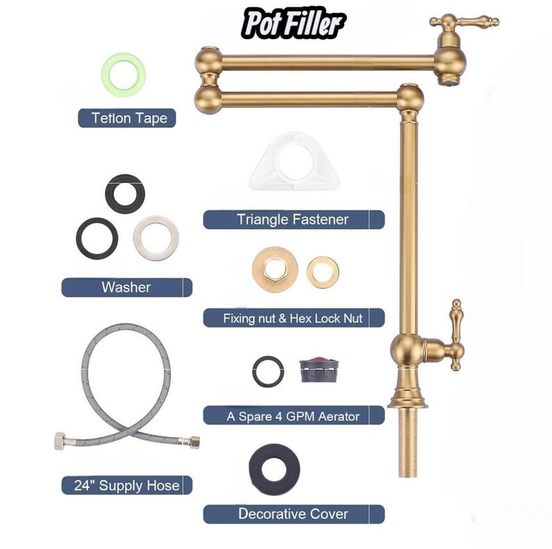 Unlacquered Brass Deck Mount Pot Filler