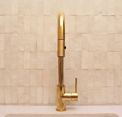 Unlacquered Brass Pull-Down Kitchen Faucet