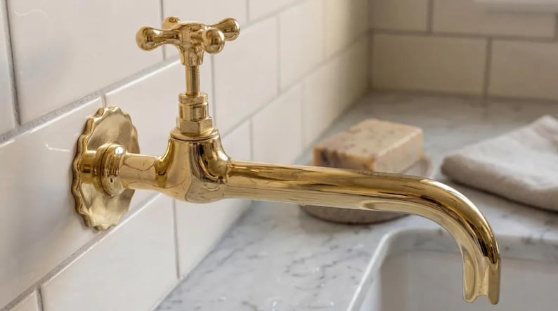 Vintage Solid Brass Wall Faucet
