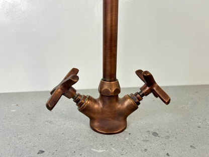 Vintage Copper Gooseneck Faucet with Cross Handles
