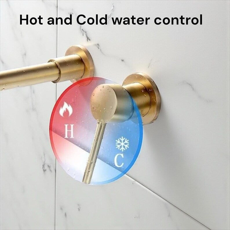 Brushed Brass Wall Mount Bathroom Faucet