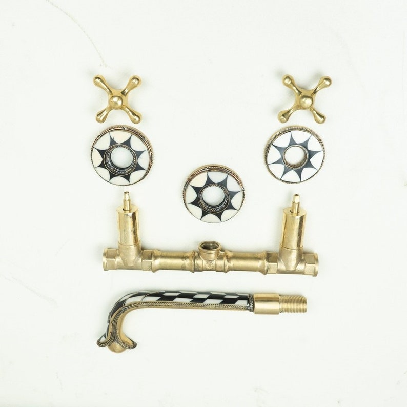 Moroccan Inlay Brass Wall Mount Faucet