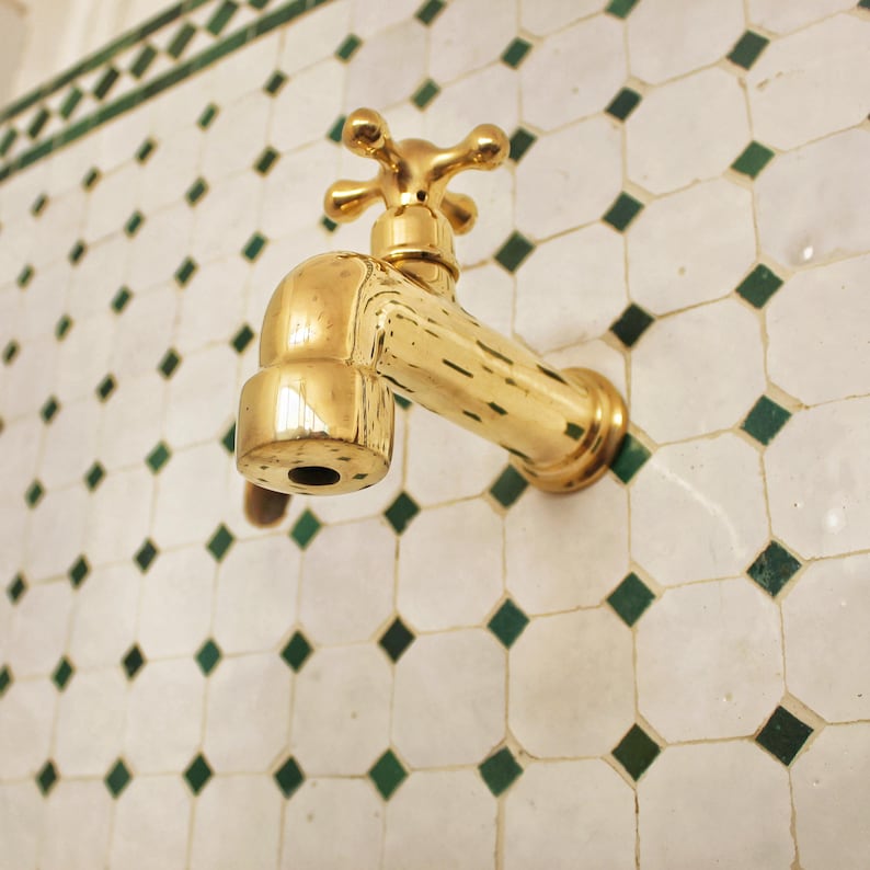 Antique Brass Wall-Mount Bibcock Tap with Cross Handle