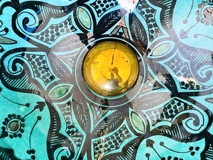 Hand-Painted Turquoise Moroccan Glass Vessel Sink