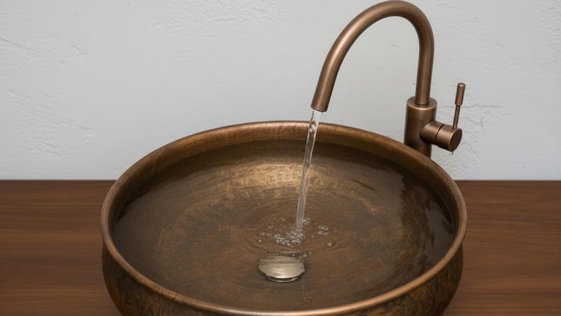 Handcrafted Aged Copper Vessel Sink
