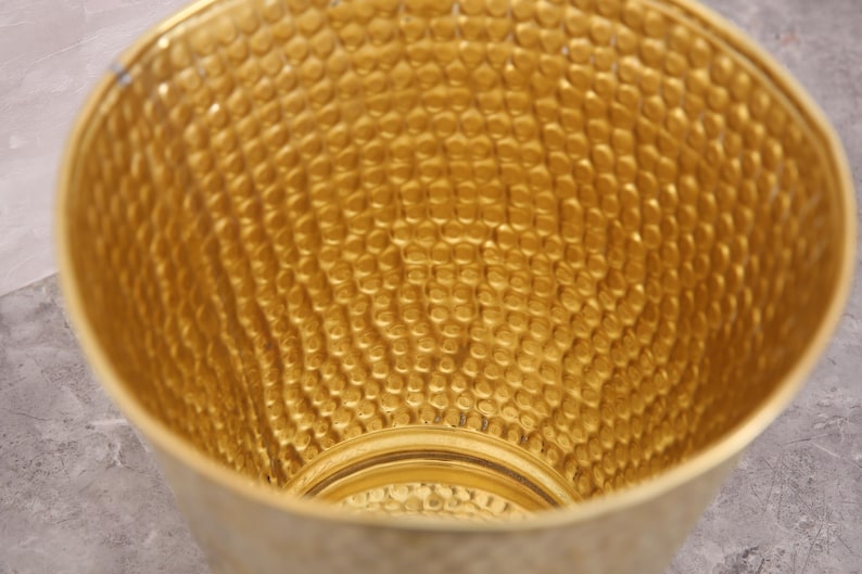 Handmade Hammered Brass Wastebasket – Luxury Brass Bathroom Trash Can