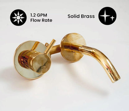 Unlacquered Brass Wall Mount Bathroom Faucet
