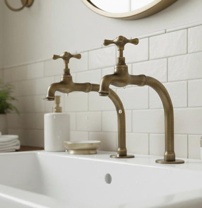 Unlacquered Brass Widespread Bathroom Faucet