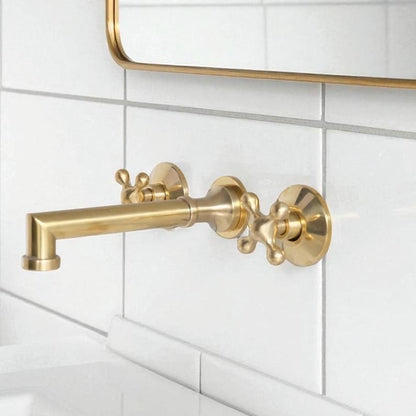 Unlacquered Brass Wall-Mount Bridge Faucet