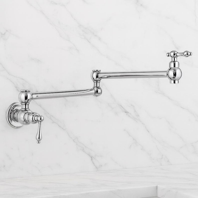 Polished Chrome Wall Mount Pot Filler Faucet