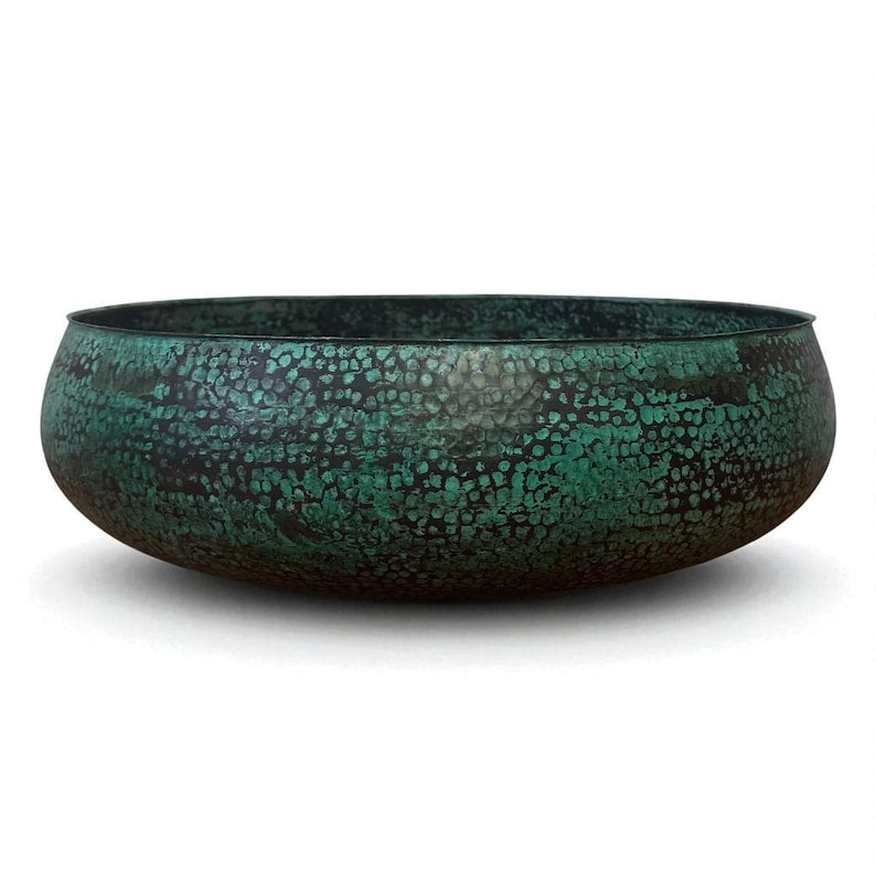 Hammered Green Patina Copper Vessel Sink