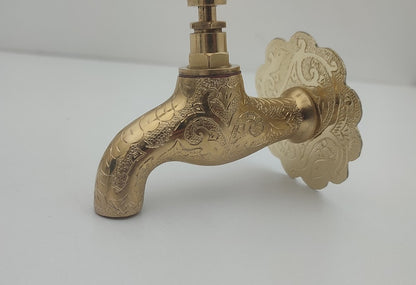 Engraved Solid Brass Wall Faucet