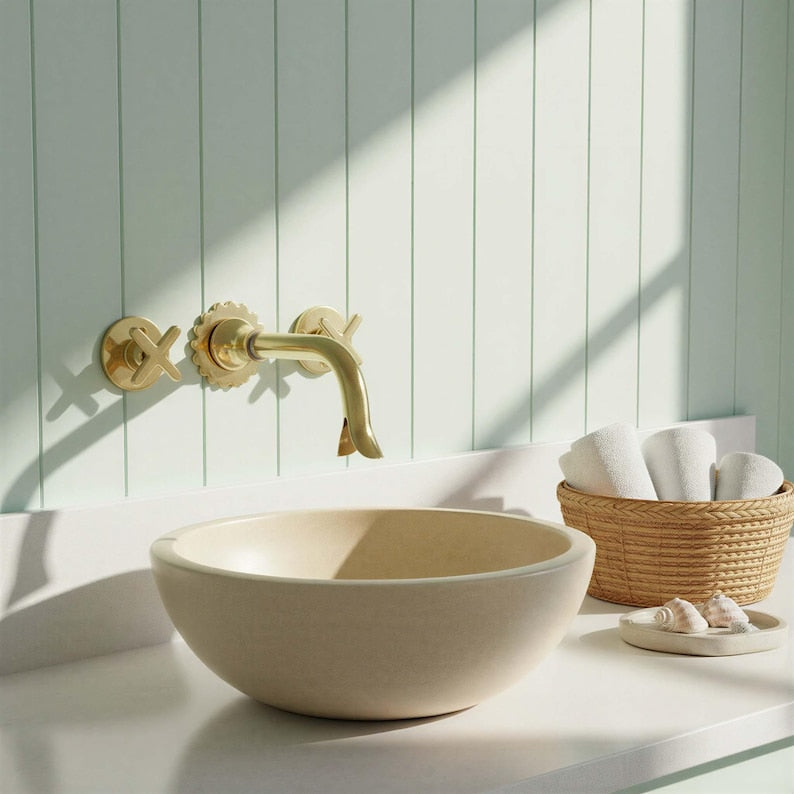Brass Wall-Mount Bathroom Faucet