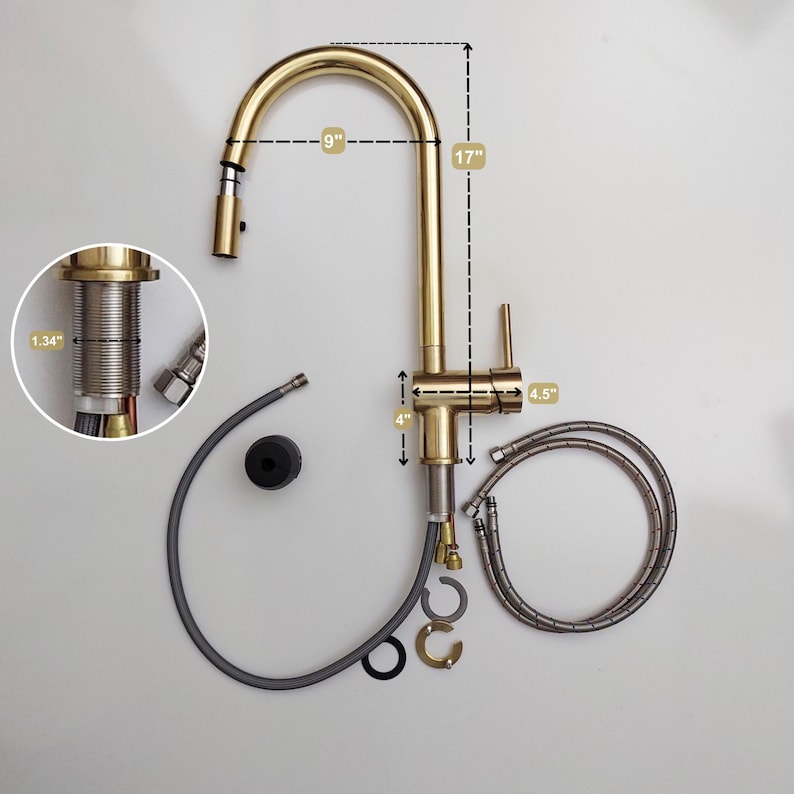 Unlacquered Brass Single Lever Kitchen Faucet