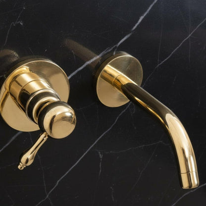 Polished Brass Wall Mount Bathroom Faucet